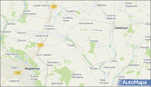 mapa Sielec gmina Goszczyn, Sielec gmina Goszczyn na mapie Targeo