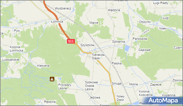 mapa Sieraków Śląski, Sieraków Śląski na mapie Targeo