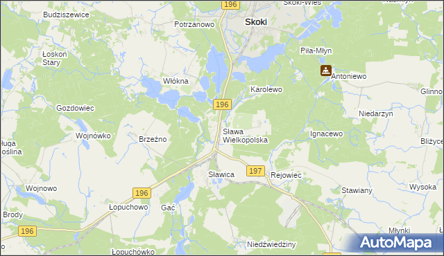 mapa Sława Wielkopolska, Sława Wielkopolska na mapie Targeo