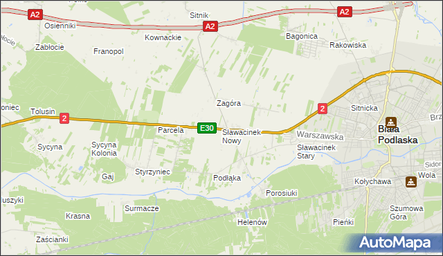 mapa Sławacinek Nowy, Sławacinek Nowy na mapie Targeo