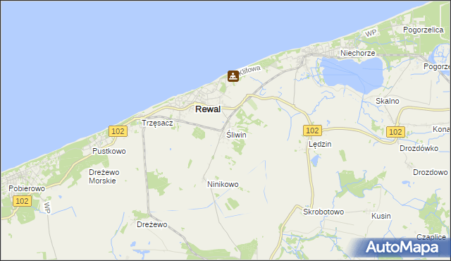 mapa Śliwin, Śliwin na mapie Targeo