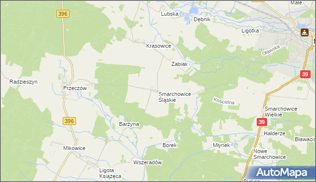 mapa Smarchowice Śląskie, Smarchowice Śląskie na mapie Targeo