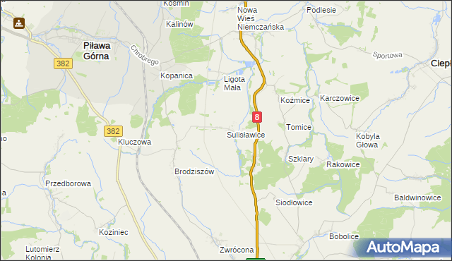 mapa Sulisławice gmina Ząbkowice Śląskie, Sulisławice gmina Ząbkowice Śląskie na mapie Targeo