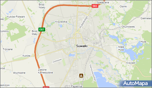 mapa Suwałk, Suwałki na mapie Targeo