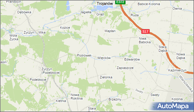 mapa Więcków, Więcków na mapie Targeo