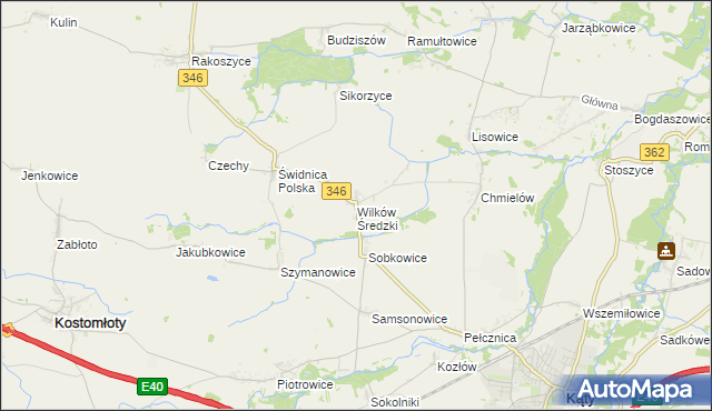 mapa Wilków Średzki, Wilków Średzki na mapie Targeo