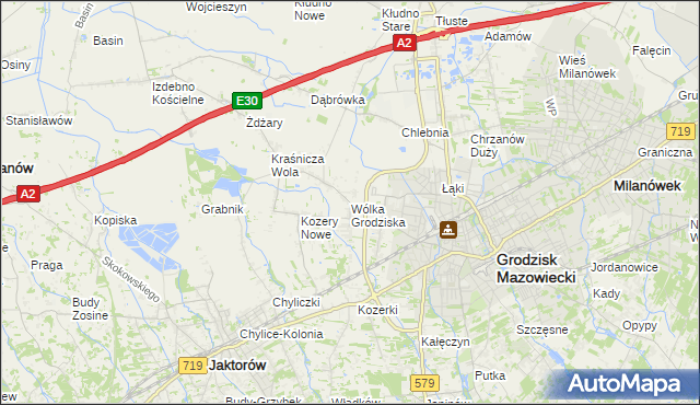 mapa Wólka Grodziska gmina Grodzisk Mazowiecki, Wólka Grodziska gmina Grodzisk Mazowiecki na mapie Targeo