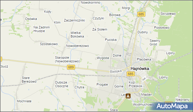 mapa Wygoda gmina Hajnówka, Wygoda gmina Hajnówka na mapie Targeo