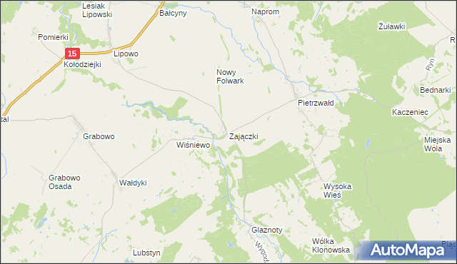 mapa Zajączki gmina Ostróda, Zajączki gmina Ostróda na mapie Targeo