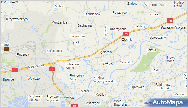 mapa Zofipole gmina Igołomia-Wawrzeńczyce, Zofipole gmina Igołomia-Wawrzeńczyce na mapie Targeo