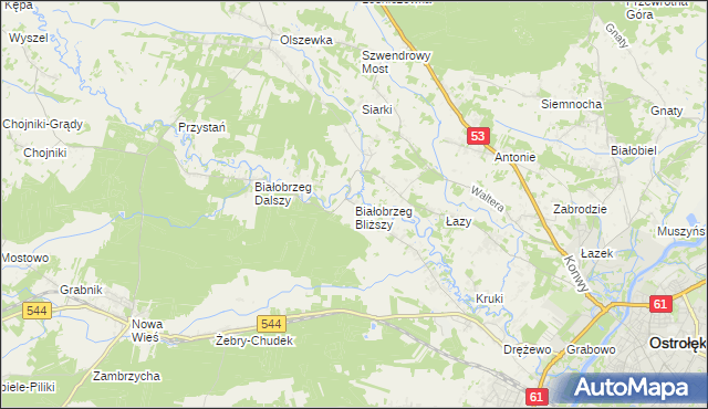 mapa Białobrzeg Bliższy, Białobrzeg Bliższy na mapie Targeo