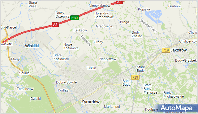 mapa Henryszew, Henryszew na mapie Targeo