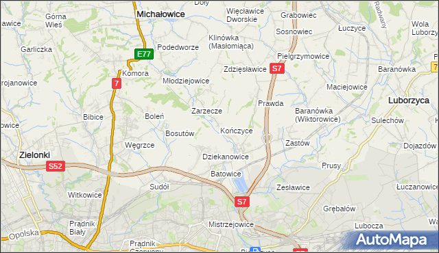 mapa Kończyce gmina Michałowice, Kończyce gmina Michałowice na mapie Targeo