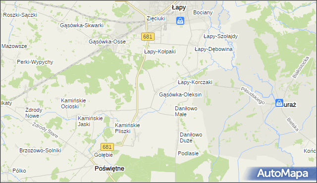 mapa Gąsówka-Oleksin, Gąsówka-Oleksin na mapie Targeo