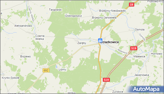 mapa Korzeniówka gmina Dziadkowice, Korzeniówka gmina Dziadkowice na mapie Targeo