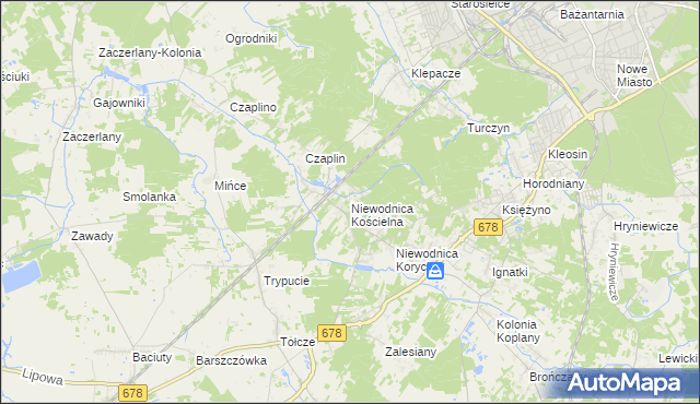 mapa Niewodnica Kościelna, Niewodnica Kościelna na mapie Targeo