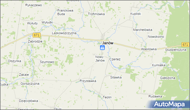 mapa Nowy Janów gmina Janów, Nowy Janów gmina Janów na mapie Targeo