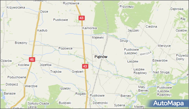 mapa Pątnów powiat wieluński, Pątnów powiat wieluński na mapie Targeo