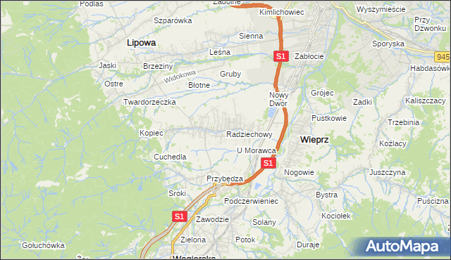 mapa Radziechowy, Radziechowy na mapie Targeo