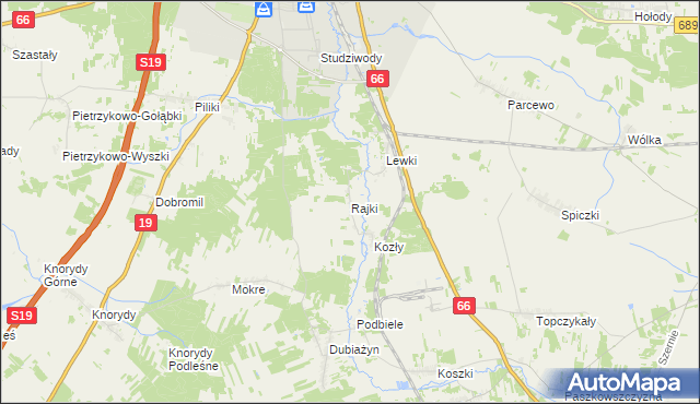 mapa Rajki, Rajki na mapie Targeo