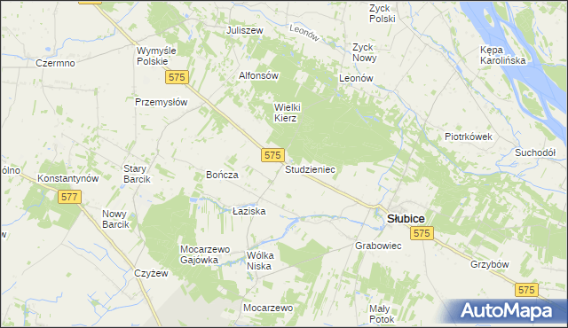 mapa Studzieniec gmina Słubice, Studzieniec gmina Słubice na mapie Targeo