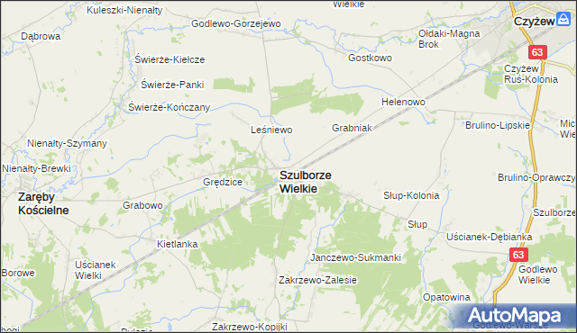 mapa Szulborze-Koty, Szulborze-Koty na mapie Targeo