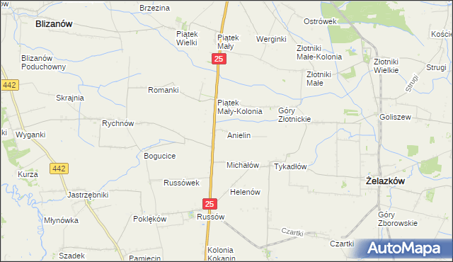 mapa Anielin gmina Żelazków, Anielin gmina Żelazków na mapie Targeo