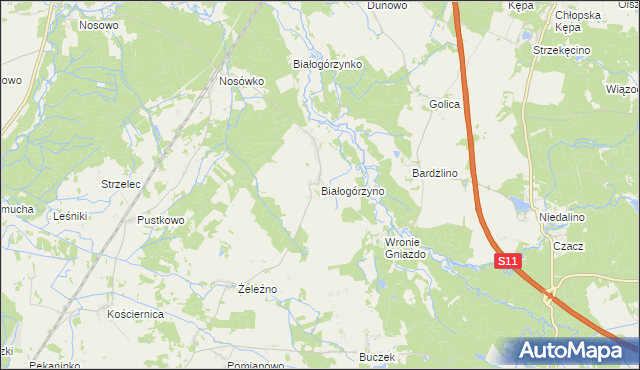 mapa Białogórzyno, Białogórzyno na mapie Targeo