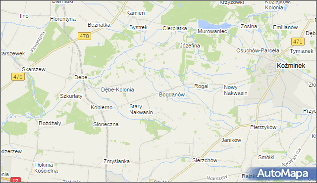 mapa Bogdanów gmina Koźminek, Bogdanów gmina Koźminek na mapie Targeo