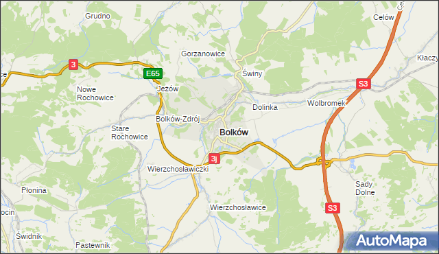 mapa Bolków powiat jaworski, Bolków powiat jaworski na mapie Targeo