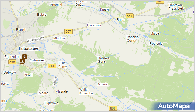 mapa Borowa Góra gmina Lubaczów, Borowa Góra gmina Lubaczów na mapie Targeo