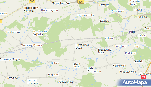 mapa Brzozowica Duża, Brzozowica Duża na mapie Targeo