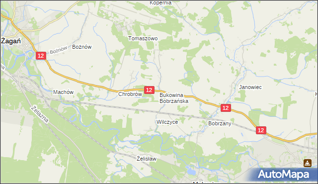 mapa Bukowina Bobrzańska, Bukowina Bobrzańska na mapie Targeo