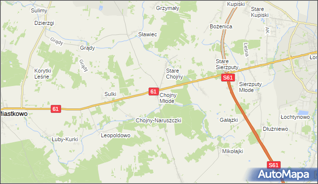 mapa Chojny Młode, Chojny Młode na mapie Targeo