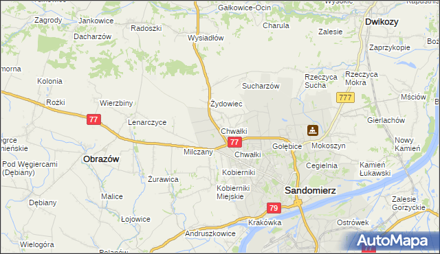 mapa Chwałki gmina Obrazów, Chwałki gmina Obrazów na mapie Targeo