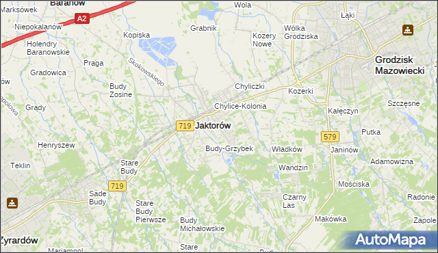 mapa Chylice gmina Jaktorów, Chylice gmina Jaktorów na mapie Targeo