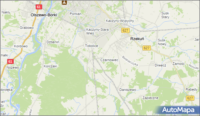 mapa Czarnowiec gmina Rzekuń, Czarnowiec gmina Rzekuń na mapie Targeo