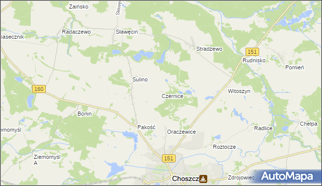 mapa Czernice gmina Choszczno, Czernice gmina Choszczno na mapie Targeo