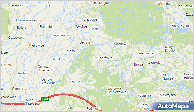 mapa Dąbrówka gmina Rzezawa, Dąbrówka gmina Rzezawa na mapie Targeo