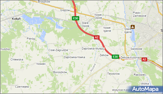 mapa Dąbrówka-Wyłazy, Dąbrówka-Wyłazy na mapie Targeo