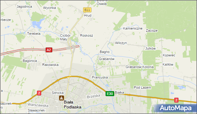 mapa Grabanów, Grabanów na mapie Targeo