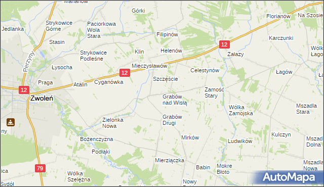 mapa Grabów nad Wisłą, Grabów nad Wisłą na mapie Targeo