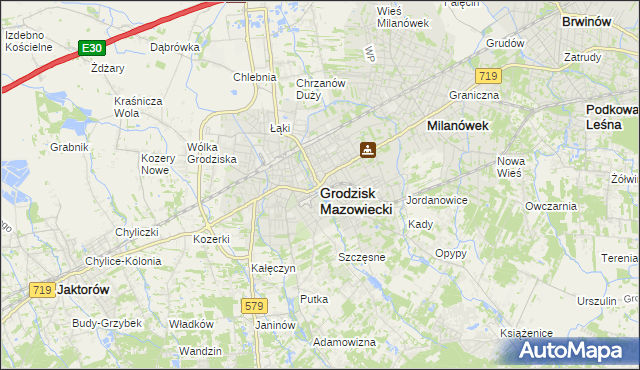 mapa Grodzisk Mazowiecki, Grodzisk Mazowiecki na mapie Targeo