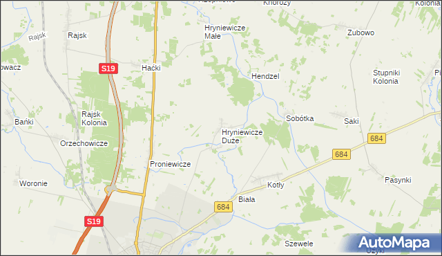 mapa Hryniewicze Duże, Hryniewicze Duże na mapie Targeo