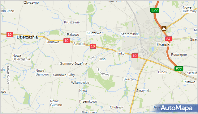 mapa Ilino, Ilino na mapie Targeo