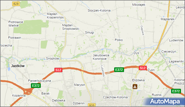 mapa Jakubowice Konińskie, Jakubowice Konińskie na mapie Targeo