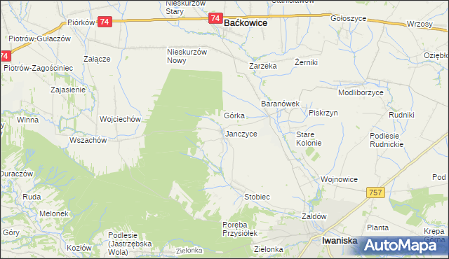 mapa Janczyce, Janczyce na mapie Targeo