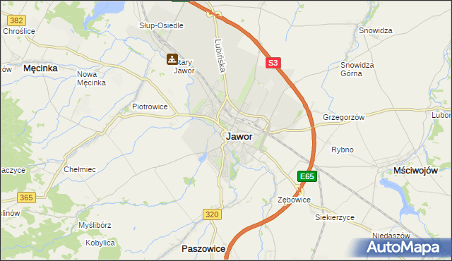 mapa Jawor, Jawor na mapie Targeo