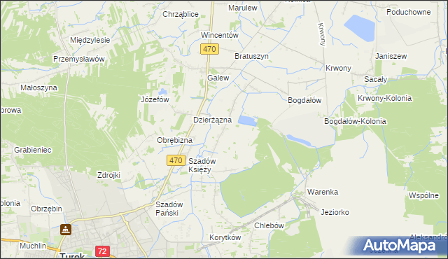 mapa Kalinowa gmina Turek, Kalinowa gmina Turek na mapie Targeo