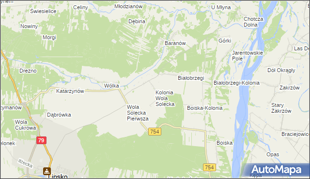 mapa Kolonia Wola Solecka, Kolonia Wola Solecka na mapie Targeo